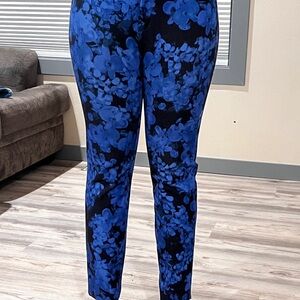 Banana Republic Blue Floral Print Stretch Pants